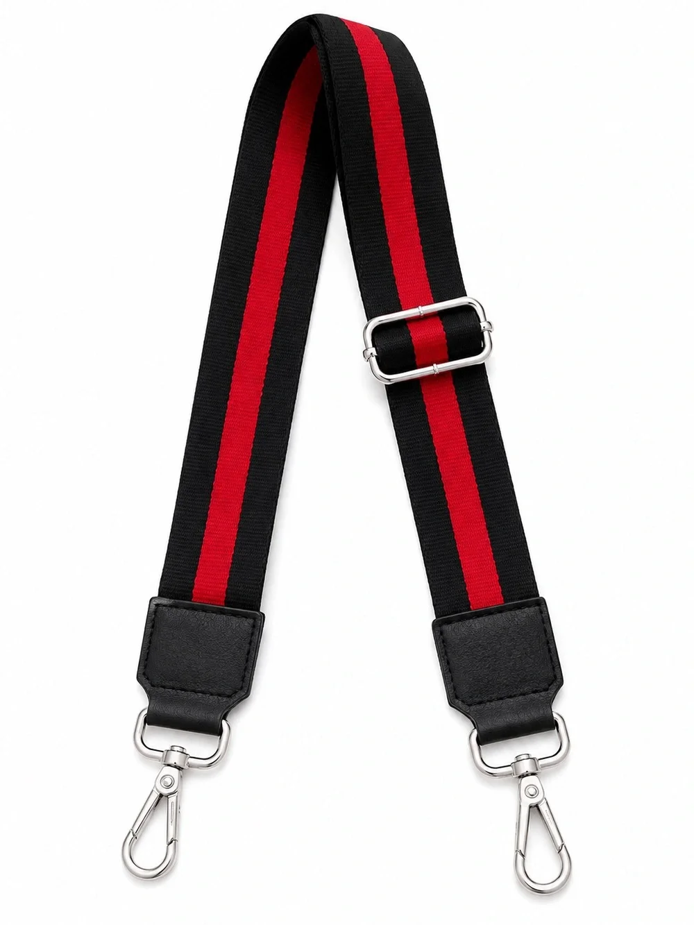 KOLTI Black Red Stripe Adjustable Crossbody Bag Strap Silver Hardware NWT